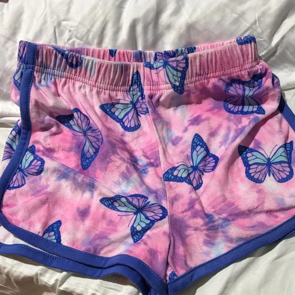 Saint Eve M 7/8 Pink and Blue Butterfly Print lounge Set pajamas sleepwear euc